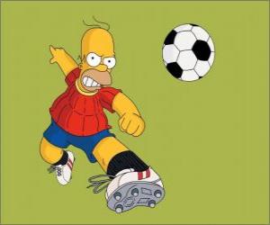 yapboz Homer Simpson futbol oynamaya